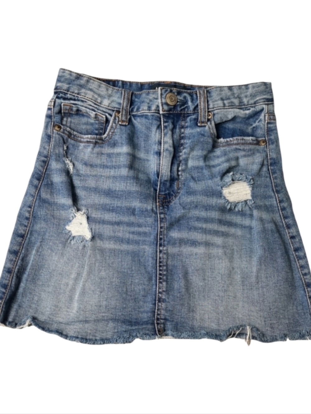 Aeropostale Distressed Denim Cut-off Jean Mini Skirt SZ 00